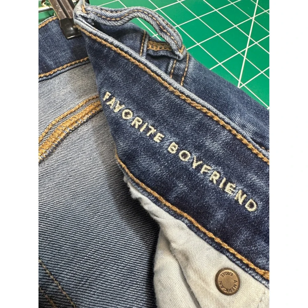 American Eagle Favorite Boyfriend Jeans Womens 12 X-Long Blue Stretch Denim
